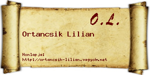 Ortancsik Lilian névjegykártya
